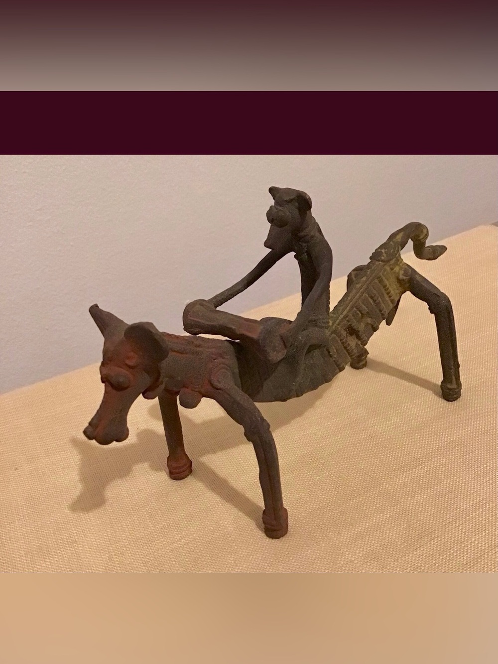 Iron Sculpture of a Caracter on a Horse